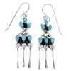 Turquoise Sterling Silver Hook Dangle Earrings Jewelry RX56410