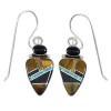 Genuine Sterling Silver Multicolor Inlay Hook Dangle Earrings RX56680