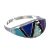Genuine Sterling Silver And Multicolor Inlay Ring Size 8-1/4  MX60168