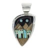 Southwest Silver Native American Village Or Pueblo Design Multicolor Pendant MX64204