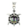 Native American Pueblo Design Silver Multicolor Inlay Turtle Pendant MX64304