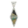 Southwest Silver Native American Village Or Pueblo Design Multicolor Pendant MX64315