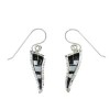 Jet And Mother Of Pearl Southwest Sterling Silver Hook Dangle Earrings WX63392