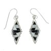 Jet And Mother Of Pearl Southwestern Sterling Silver Hook Dangle Earrings WX63393