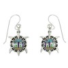 Native American Village Design Multicolor Turtle Silver Water Wave Hook Dangle Earrings WX79060