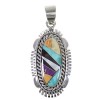 Southwest Genuine Sterling Silver And Multicolor Inlay Pendant VX64490