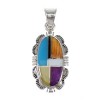 Genuine Sterling Silver And Multicolor Inlay Southwest Pendant MX64850