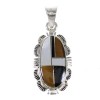 Authentic Sterling Silver Southwest Multicolor Inlay Pendant MX64898