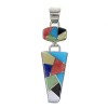 Multicolor Inlay Sterling Silver Southwest Pendant MX64959