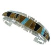 Southwest Sterling Silver Multicolor Inlay Cuff Bracelet RX69186