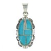 Turquoise And Opal Inlay Genuine Sterling Silver Pendant Jewelry VX65543