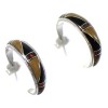 Genuine Sterling Silver Southwest Multicolor Post Hoop Earrings RX65638