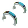 Multicolor Genuine Sterling Silver Post Hoop Earrings RX66286