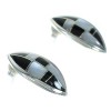 Genuine Sterling Silver Jet Mother Of Pearl Inlay Post Earrings RX66423