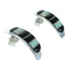 Sterling Silver Jet Opal Inlay Post Hoop Earrings RX65714