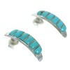 Turquoise Inlay Silver Jewelry Southwest Post Hoop Earrings AX66386