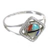 Southwest Multicolor Sterling Silver Ring Size 5-3/4 YX70999