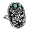 Southwestern Genuine Sterling Silver Turquoise Eagle Ring Size 6 RX80494