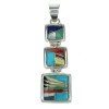 Multicolor Inlay And Genuine Sterling Silver Southwest Pendant YX67482