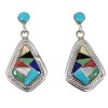 Genuine Sterling Silver Multicolor Southwest Post Dangle Earrings RX82071