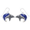 Sterling Silver Lapis Inlay Bear Arrow Southwest Hook Dangle Earrings RX71088
