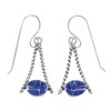 Lapis Genuine Sterling Silver Southwestern Hook Dangle Earrings RX71091