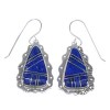 Southwestern Sterling Silver Lapis Hook Dangle Earrings RX71107