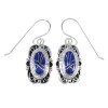 Southwest Lapis Inlay Sterling Silver Hook Dangle Earrings RX71118