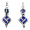 Genuine Sterling Silver Lapis And Opal Inlay Post Dangle Earrings YX67547