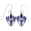 Authentic Sterling Silver Opal And Lapis Inlay Hook Dangle Earrings YX67570