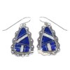 Authentic Sterling Silver Lapis And Opal Inlay Hook Dangle Earrings YX67596
