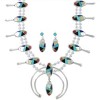Authentic Sterling Silver Multicolor Inlay Squash Blossom Necklace Set RX94134