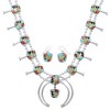 Multicolor Inlay Sterling Silver Squash Blossom Necklace Set AX94364