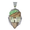 Native American Pueblo Village Design Authentic Sterling Silver And Multicolor Pendant RX94531