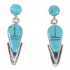 Turquoise And Sterling Silver Southwestern Post Dangle Earrings YX94557