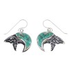 Turquoise Inlay Authentic Sterling Silver Bear And Arrow Hook Dangle Earrings AX95694