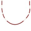 Coral And Fresh Water Pearl Sterling Silver Navajo Bead Necklace AX98192