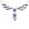 Hand Strung Liquid Silver Sugilite Concho Necklace CN5S