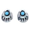 Sterling Silver Turquosie Bear Paw Navajo Post Earrings SX104363