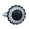 Sterling Silver White And Black Cubic Zirconia Ring Size 7-3/4 AS54924