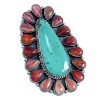 Turquoise Red Oyster Shell Jewelry Silver Ring Size 5-3/4 HS47019 