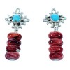 Turquoise Red Oyster Shell Sterling Silver Southwest Post Dangle Earrings SX112638