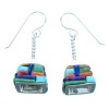 Genuine Sterling Silver Southwest Turquoise Multicolor Inlay Bead Hook Dangle Earrings LX114032