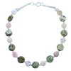 Rhyolite And Pink Opal Agate Southwest Sterling Silver Bead Bracelet RX114641