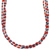 Coral And Hematite Sterling Silver 3-Strand Bead Necklace SX114678