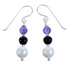 Sterling Silver Multicolor Bead Hook Dangle Earrings RX115039