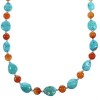 Authentic Sterling Silver Turquoise Fire Agate Bead Necklace BX116263