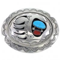 Turquoise And Coral Belt Buckles