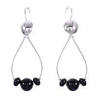 Liquid Silver Onyx Earrings