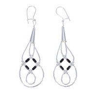 Onyx Liquid Silver Earrings